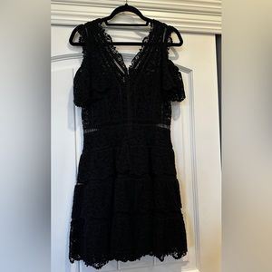 Gorgeous only worn ones Rebecca Taylor, black lace ruffled short dress! Stunning